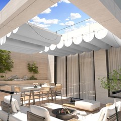 ECOOPTS Gray Waterproof Retractable Pergola Replacement Shade Cover Wave Sail