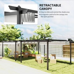 Outsunny White 13&prime; x 13&prime; Aluminum Pergola with Retractable Canopy