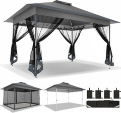 10x15FT Outdoor Gazebo Pop Up Patio Gazebo with Mosquito Netting Canopy Tent NEW