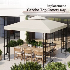 9.84&prime; Square 2-Tier Gazebo Canopy Top Replacement Cream White