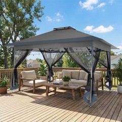 10x15ft Pop up Gazebo Portable Outdoor Canopy Patio Screen Tent with 4 Sandbags