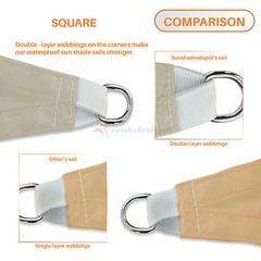 8&prime; Sun Shade Sail Straight Edge Waterproof UV Garden Patio Yard Canopy Cover