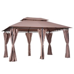 10&rsquo;x13&prime; Outdoor 2-Tier Vented Canopy Steel Gazebo BBQ Party Tent Shelter Shade