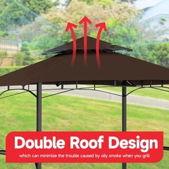 Outdoor BBQ Grill Gazebo Replacement Canopy Top – 5&prime; x 8&prime; Waterproof Double Tier