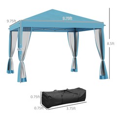 10 x 10 Pop Up Canopy Tent, Outdoor Patio Gazebo with Netting Carry Bag Included