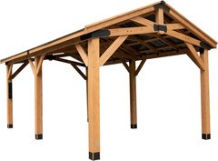 Norwood 20 Ft. X 12 Ft. All Cedar Wooden Carport Pavilion Gazebo with Hard Top S