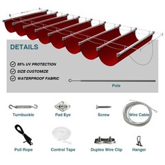 Waterproof Red Retractable Pergola Replacement Shade Cover Cloth Yard Terrace