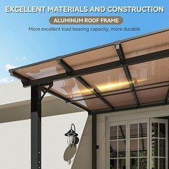 10x20ft Hardtop Gazebo Wall Mount Lean-to Sloped Roof for Porch Deck Backyard