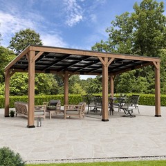 Supreme All Cedar Wood Gazebo Pavilion 12&prime; x 20&prime; with Hardtop Steel Slope Roof