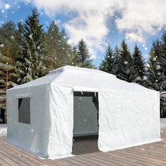 Domi 12&rsquo;x16&prime; Universal Winter Gazebo Cover w/Sidewalls and Mesh Windows(White)
