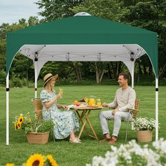 10×10 Pop Up Canopy, Outdoor Portable Shelter Tent with 4 Sandbags, Dark Green