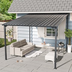 10×10 FT Outdoor Large Hardtop Gazebo Pergola Lean to Wall-Mounted Carport