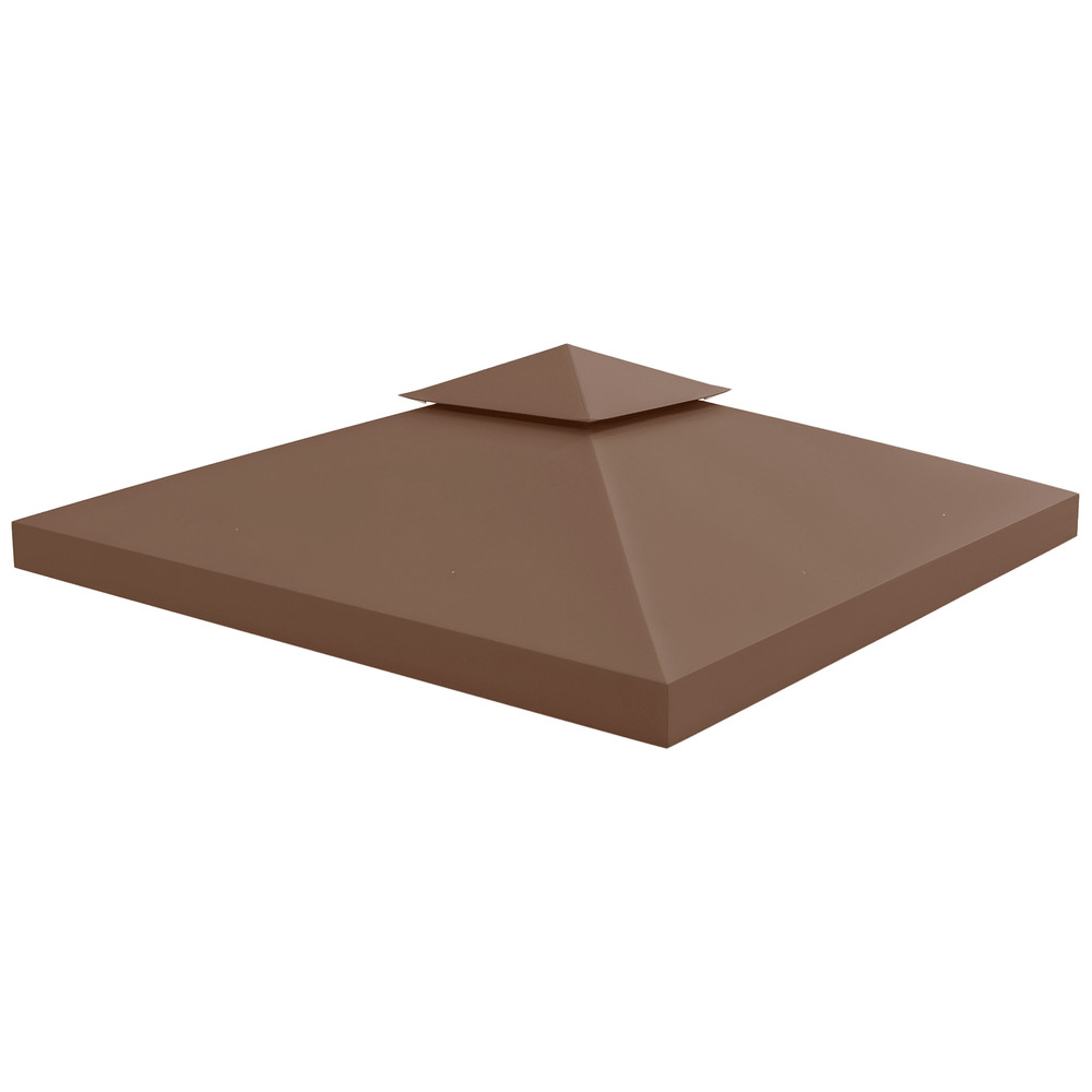 9.8×9.8ft Double-Layer Canopy Top with Drainage Holes Coffee
