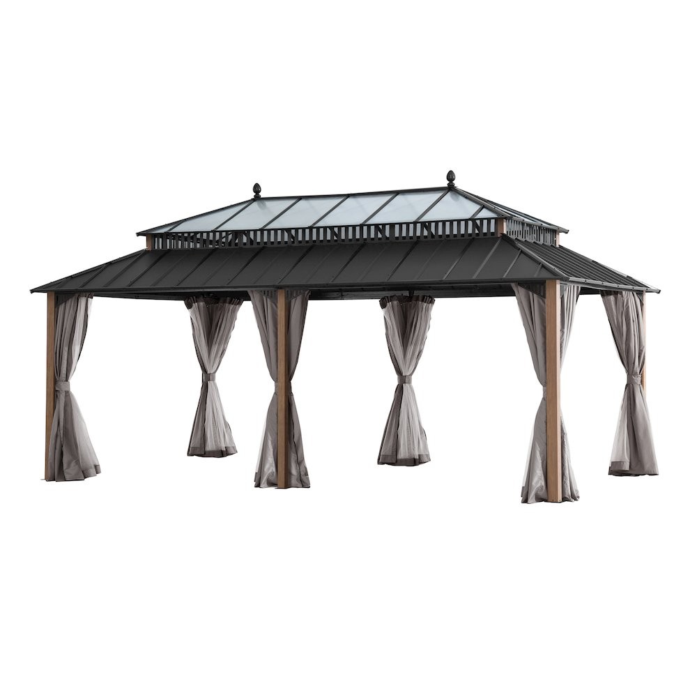 20 ft x 12 ft Aluminum Hardtop Gazebo with Polycarbonate Roof Hardtop,…
