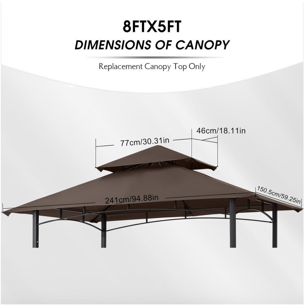 Waterproof Canopy Top for Rectangular Garden Gazebo