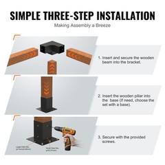VEVOR 4 »x4 » Pergola Bracket Kit inner 3.6×3.6 3-Way Woodworks DIY Post 4 pcs