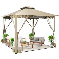NEW 10x10ft Gazebo with Mosquito Netting Heavy Duty Waterproof Patio Canopy