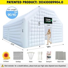 Sewinfla 30x20x13Ft Inflatable Nightclub 2×680W Blowers White Party Tent