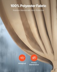 VEVOR Gazebo Privacy Curtain 12&prime; x 10&prime; x 7&prime; Waterproof Gazebo Curtains Khaki