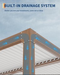 10x10ft Aluminum Louvered Pergola Adjustable Roof Drainage Hardtop Outdoor Patio
