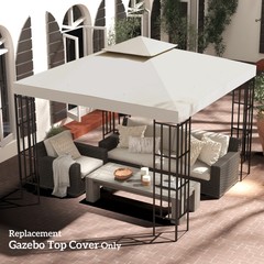 9.84&prime; Square 2-Tier Gazebo Canopy Top Replacement Cream White