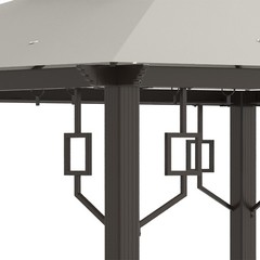 10&prime; Patio Gazebo, Cream White Mesh Netting, Curtains, 2-Tier Vented Canopy