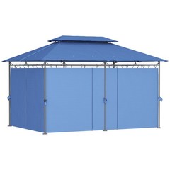 Blue Outsunny 10 x 13 ft Double Roof Patio Gazebo with Curtains