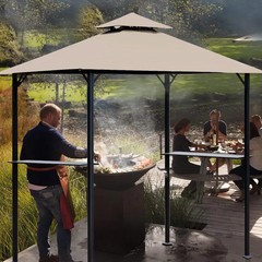 5×8 Ft Grill Gazebo Replacement Canopy Top Cover For Model L-GG001PST-F Khaki