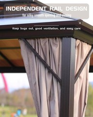 Hardtop Gazebo Heavy-Duty Aluminum Pavilion with Double Metal Roof Mosquito