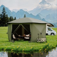 One-Push Pop Up Portable 6-Sided Gazebo with Mosquito Netting Removable Top