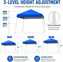 10×10 ft Pop Up Canopy Tent & Slant Legs Instant Outdoor Gazebo Water-Resistant