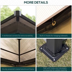 12&prime; x 10&prime; Aluminum Patio Gazebo Canopy w/ Polycarbonate Hardtop Roof