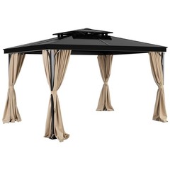 Outdoor Gazebo Privacy Curtain 13&prime; x 10&prime; x 7&prime; Waterproof Gazebo Curtains Khaki