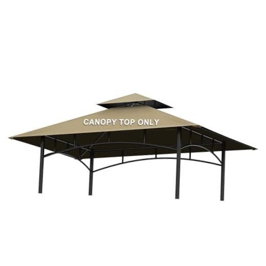 Grill Gazebo Replacement Canopy Top – 5&rsquo;x8&prime; Outdoor BBQ Tent Roof Cover Khaki