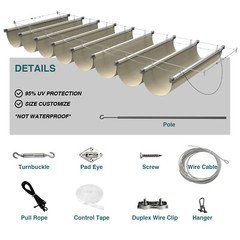 Retractable Pergola Panel Canopy Sun Shade Cover for Garden Yard Awning Outdoor