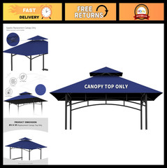 Outdoor BBQ Grill Gazebo Replacement Canopy Roof – 5&prime; x 8&prime; Waterproof Double Tie