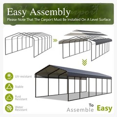 12×30&prime; Metal Carport Heavy Duty Upgraded Reinforce Outdoor Car Shelter Garage