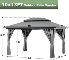 Outdoor Gazebo Patio 10&rsquo;x13&prime; Heavy Duty Shelter Canopy Tent W/ Mosquito Netting