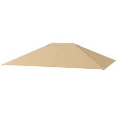 Outsunny 10&prime; x 13&prime; Gazebo Canopy Replacement Gazebo Roof Cover, Khaki