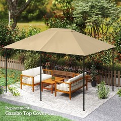 Outsunny 10&prime; x 13&prime; Gazebo Canopy Replacement Gazebo Roof Cover, Khaki