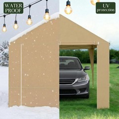 Wesnoy 10 x 20 ft Carport Front Panel Tarp Khaki Canopy 10 x 20 ft,