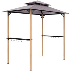 8&prime; x 5&prime; Grill Gazebo, Double Tier Outdoor BBQ Gazebo with 5 Hooks