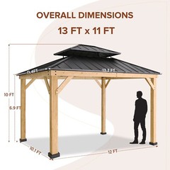 EAGLE PEAK 11×13 Glavanized Steel Double Roof Hardtop Gazebo