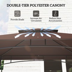 8&prime; x 5&prime; Grill Gazebo 2-Tier Outdoor BBQ Gazebo Dark Brown