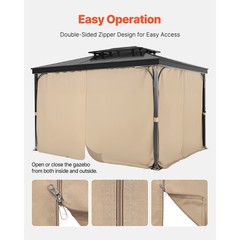 Uimoso 12&prime; x 10&prime; x 6.7&prime; Waterproof Khaki Gazebo Privacy Panels