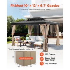 Uimoso 12&prime; x 10&prime; x 6.7&prime; Waterproof Khaki Gazebo Privacy Panels