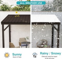 Domi 8x10FT Lean to Gazebo, Wall Mounted Gazebo w/Sloping Roof,Drainage System