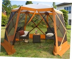 Pop up Gazebo Tent for Backyard, 11.5 x 9.8 ft, Instant Screened Tent Orange