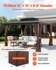 VEVOR Outdoor Gazebo Privacy Curtain 12x 12 x 6.9 ft Waterproof Gazebo Curtains