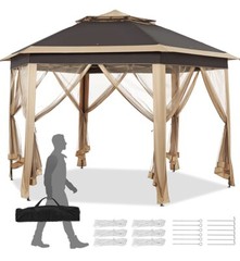 NEW Yaheetech 13’ X 13’ Hexagonal Pop up Gazebo with Netting